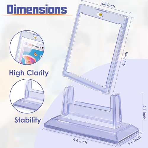 Kitoyz 4Pcs Magnetic Card Holders for Trading Card, Baseball Card Protectors with 4 Stands, 35pt Acrylic Hard Card Sleeves Case for Sports Cards, Game Cards, Standard Cards Storage and Display - Image 2