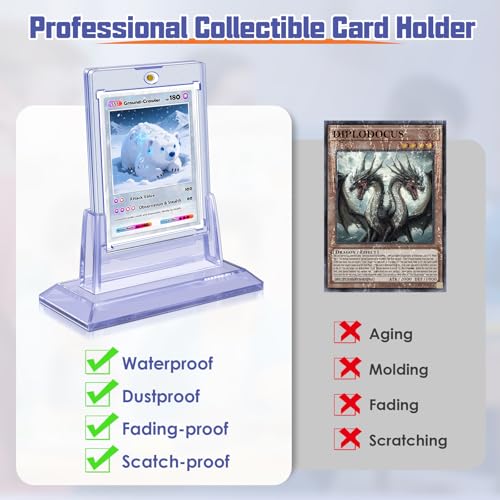 Kitoyz 4Pcs Magnetic Card Holders for Trading Card, Baseball Card Protectors with 4 Stands, 35pt Acrylic Hard Card Sleeves Case for Sports Cards, Game Cards, Standard Cards Storage and Display - Image 5