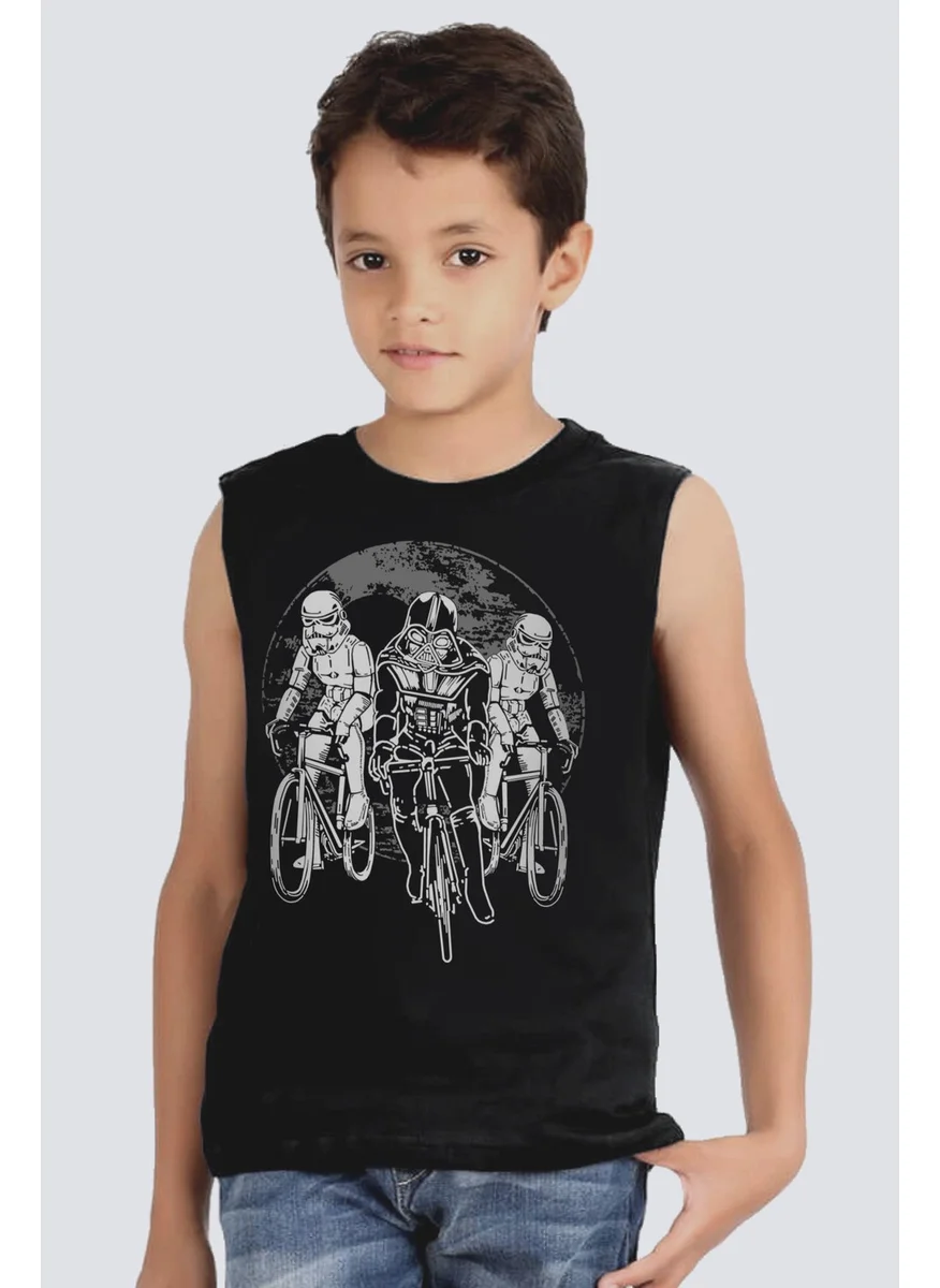 Rock&Roll Star Bikers Black Cut Sleeve | Sleeveless Girls Boys Unisex Kids T-Shirt | Undershirt