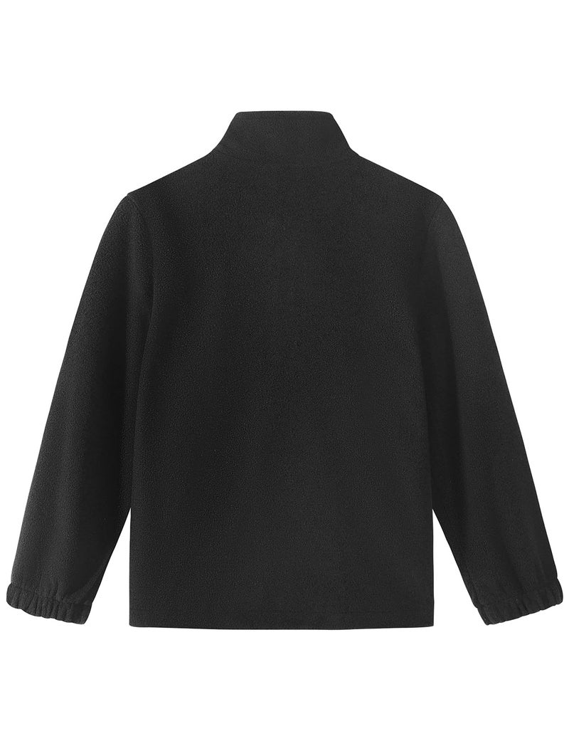 Spring&Gege Kids Lightweight Polar Fleece Jackets Boys Girls Soft Full-Zip Outwear, Black, Size 7-8 Years - Image 2