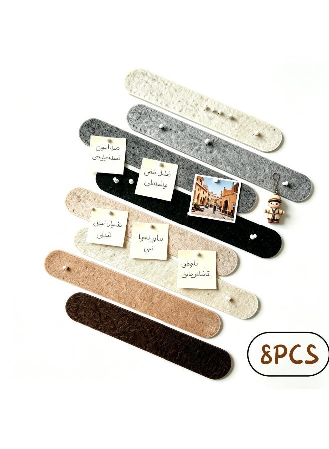 8 Pack Larger Cork Board Bar Strips 40*10cm with 80 Pushpins Self-Adhesive Bulletin Board Strips, Felt Pin Board, Self-Adhesive Felt Notice Board with 80 Push Pins, Felt Bulletin Board for Office, School & Home Wall Decor,  8 color - Image 2