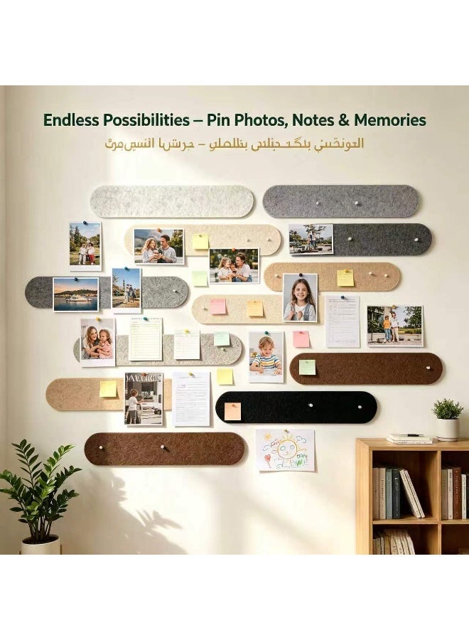 8 Pack Larger Cork Board Bar Strips 40*10cm with 80 Pushpins Self-Adhesive Bulletin Board Strips, Felt Pin Board, Self-Adhesive Felt Notice Board with 80 Push Pins, Felt Bulletin Board for Office, School & Home Wall Decor,  8 color - Image 4