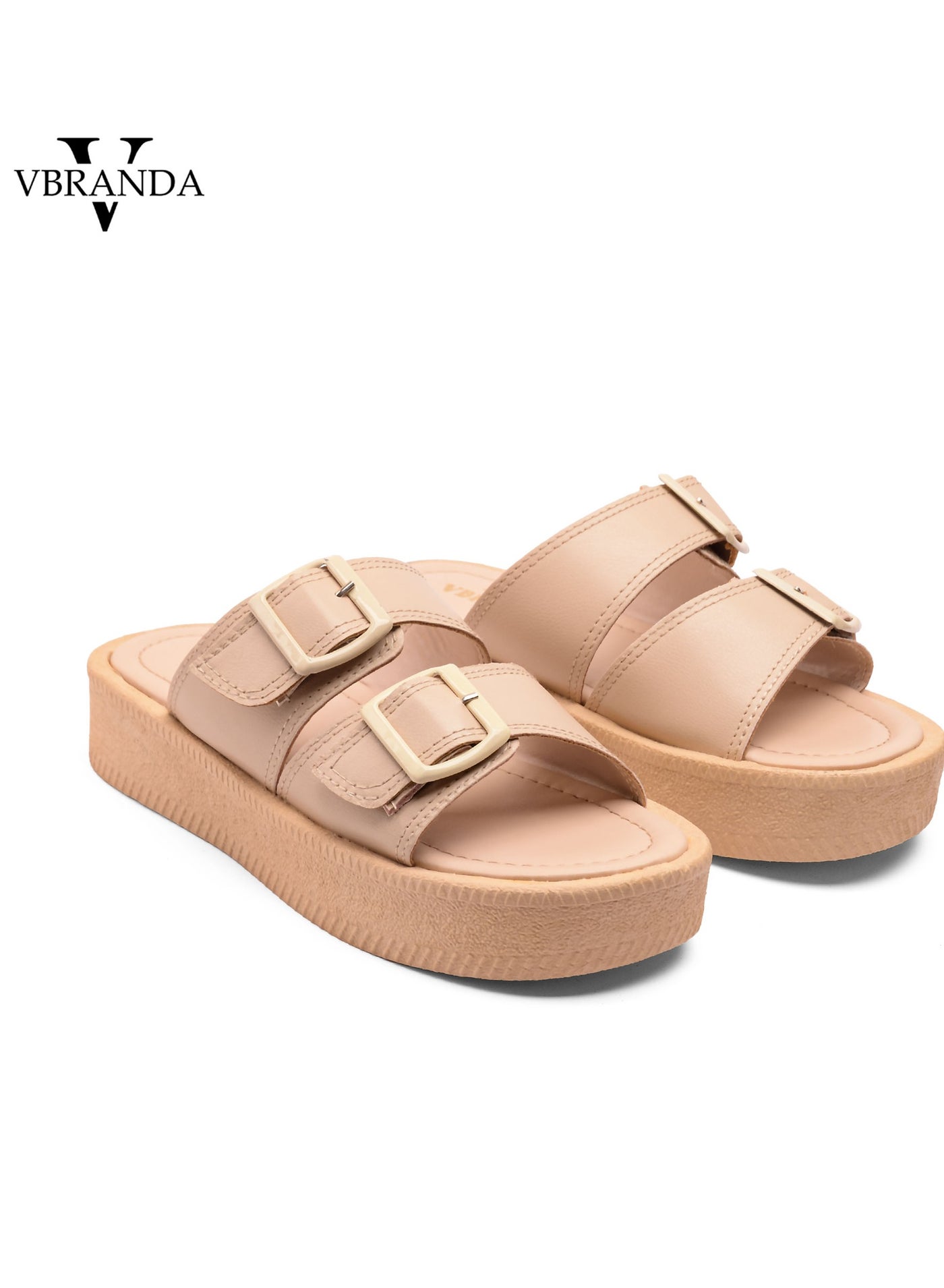 High-Quality Leather Slipper with Medium Heel SF-54-BEIGE