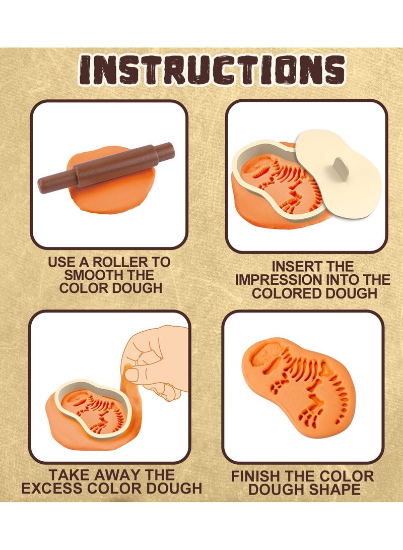 Excefore Color Dough Sets for Kids, Dinosaur Toys and Tools, Volcano Fossils, 13 Piece Accessories for Boys and Girls Ages 4-8, Creative Play for Kids Ages 5-7 Years - Image 4