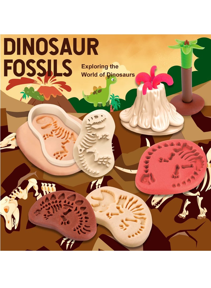 Excefore Color Dough Sets for Kids, Dinosaur Toys and Tools, Volcano Fossils, 13 Piece Accessories for Boys and Girls Ages 4-8, Creative Play for Kids Ages 5-7 Years - Image 2