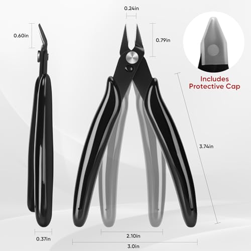 EamPrsk 5 Inch Flush Cutters, 2 Pack Micro Wire Cutters, Sharp Zip Tie Cutter, Precision Wire Cutters for Crafting, Jewelry Making, Plastic Models, 3D Print, Electronics, Floral - Image 2