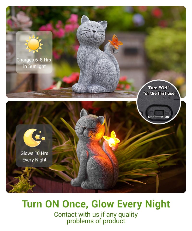 Nacome Cat Outdoor Statues for Garden: Outside Decor with Butterfly Clearance for Yard Art Lawn Ornaments Porch Patio Balcony Home House for Grandma Mom Women - Image 5