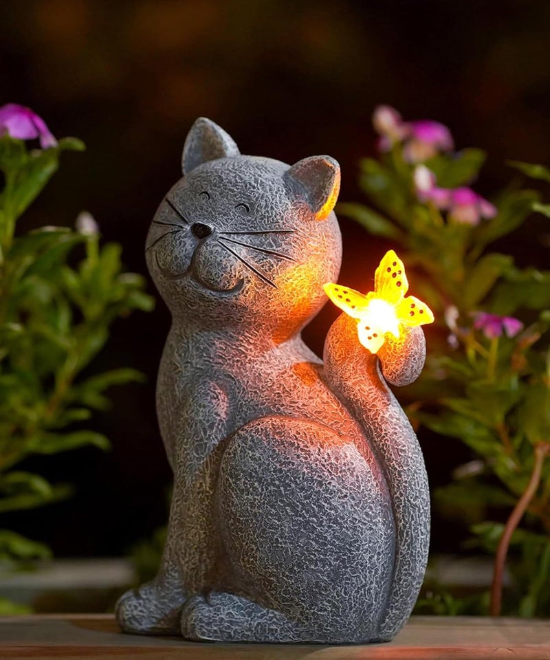 Nacome Cat Outdoor Statues for Garden: Outside Decor with Butterfly Clearance for Yard Art Lawn Ornaments Porch Patio Balcony Home House for Grandma Mom Women - Image 1
