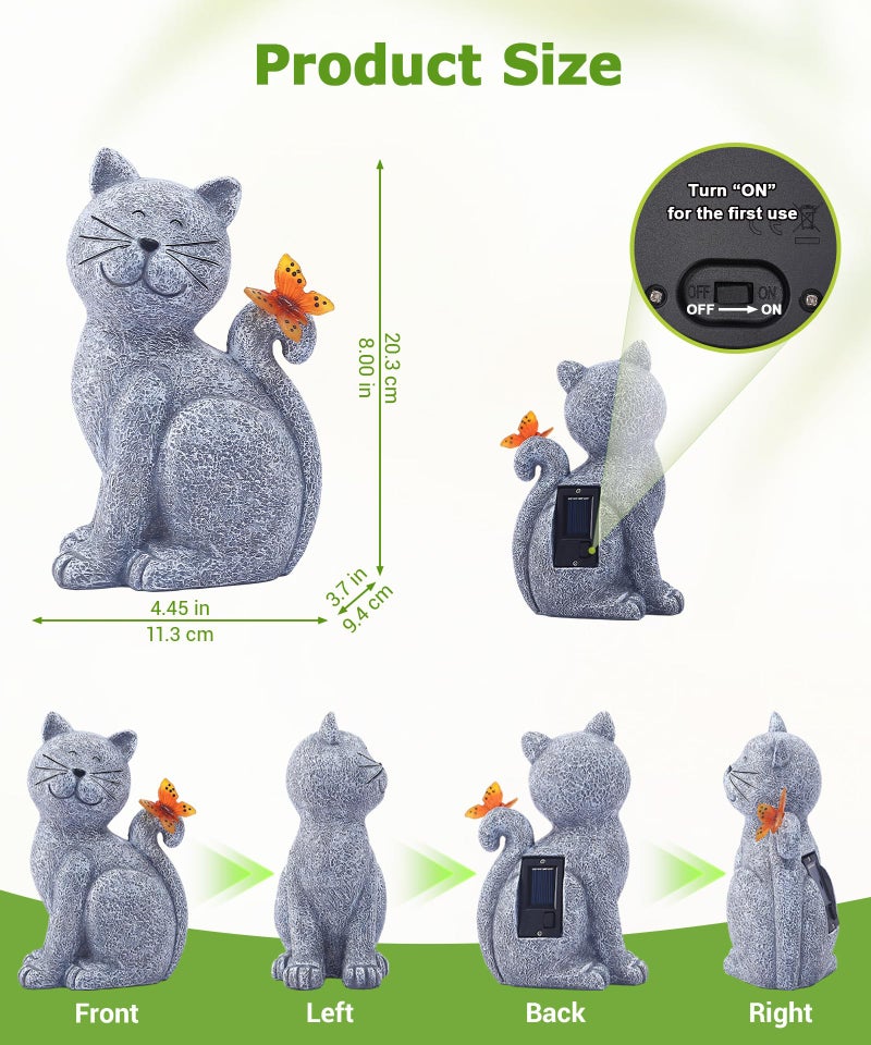 Nacome Cat Outdoor Statues for Garden: Outside Decor with Butterfly Clearance for Yard Art Lawn Ornaments Porch Patio Balcony Home House for Grandma Mom Women - Image 3