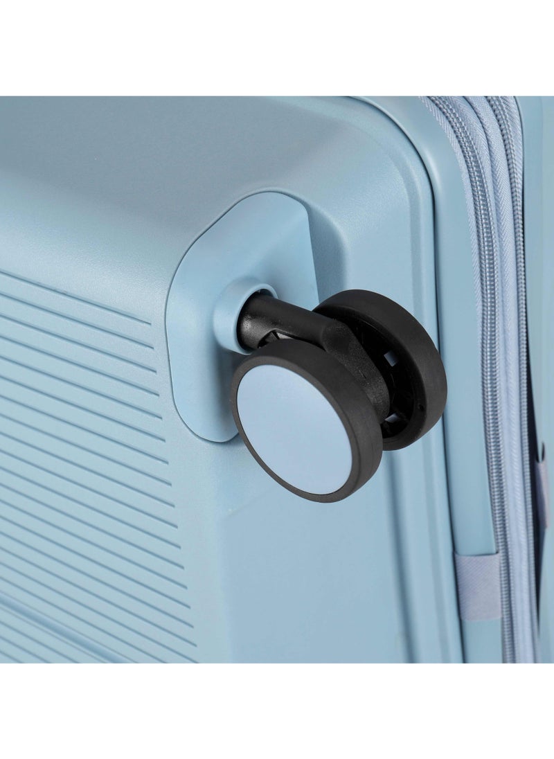 CABINPRO Unisex Expandable PP Fashion Trolley Lightweight Hard Shell Spinner luggage with 360° Degree 4 Twin Wheel and Double Zippers CP003-Grey Blue  - Image 4