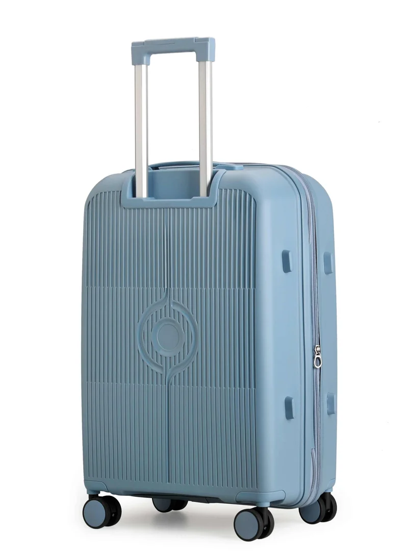 Cabinpro grey blue unisex expandable medium checked pp fashion trolley lightweight hard shell spinner luggage with 360° degree 4 twin wheel and double zippers cp003-grey blue  | Best Price UAE