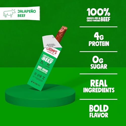 Chomps Snack Size Grass-Fed and Finished Jalapeño Beef Jerky Snack Sticks 0.5oz 24-Pack - Keto, Paleo, Whole30, 4g Lean Meat Protein, Gluten-Free, Zero Sugar Food, Non-GMO Chomplings - Image 3