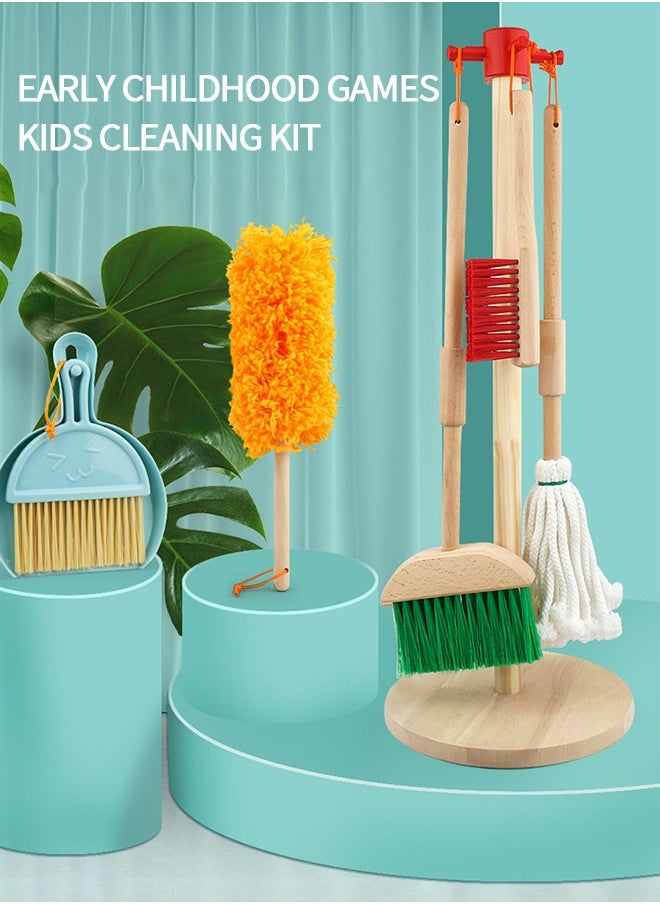 GROIC - Kids Cleaning Set,wooden Cleaning Tool,toy Cleaning Set Includes Broom, Mop, Duster And Organizer, Housekeeping Toy Set, Stem Toys - Image 1