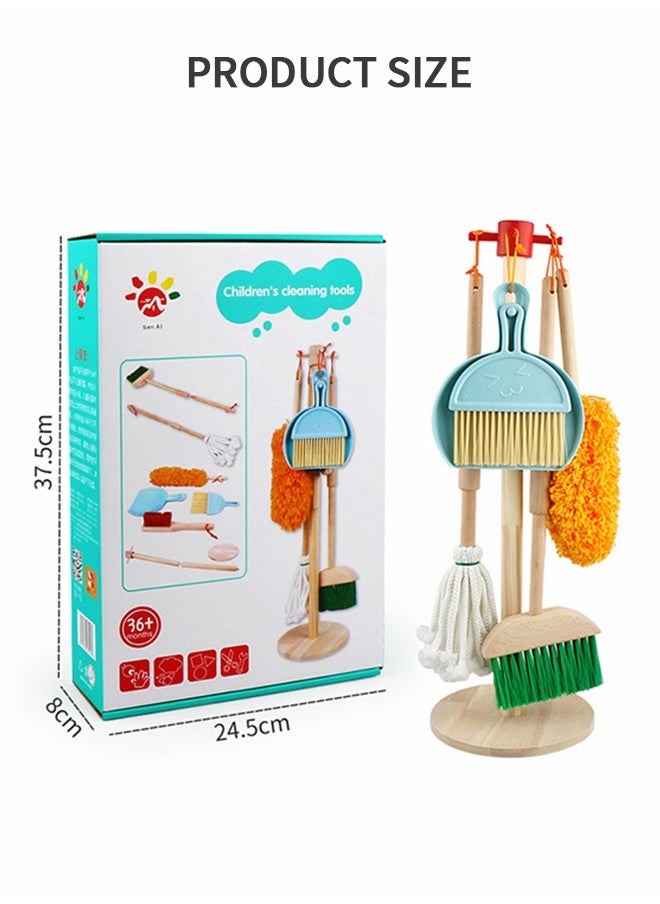 GROIC - Kids Cleaning Set,wooden Cleaning Tool,toy Cleaning Set Includes Broom, Mop, Duster And Organizer, Housekeeping Toy Set, Stem Toys - Image 1