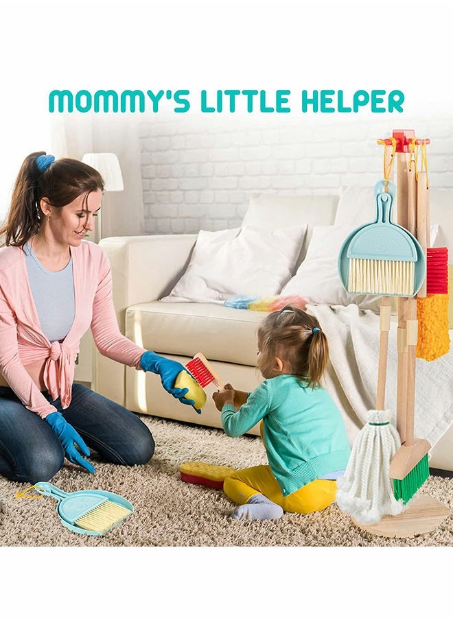 GROIC - Kids Cleaning Set,wooden Cleaning Tool,toy Cleaning Set Includes Broom, Mop, Duster And Organizer, Housekeeping Toy Set, Stem Toys - Image 1