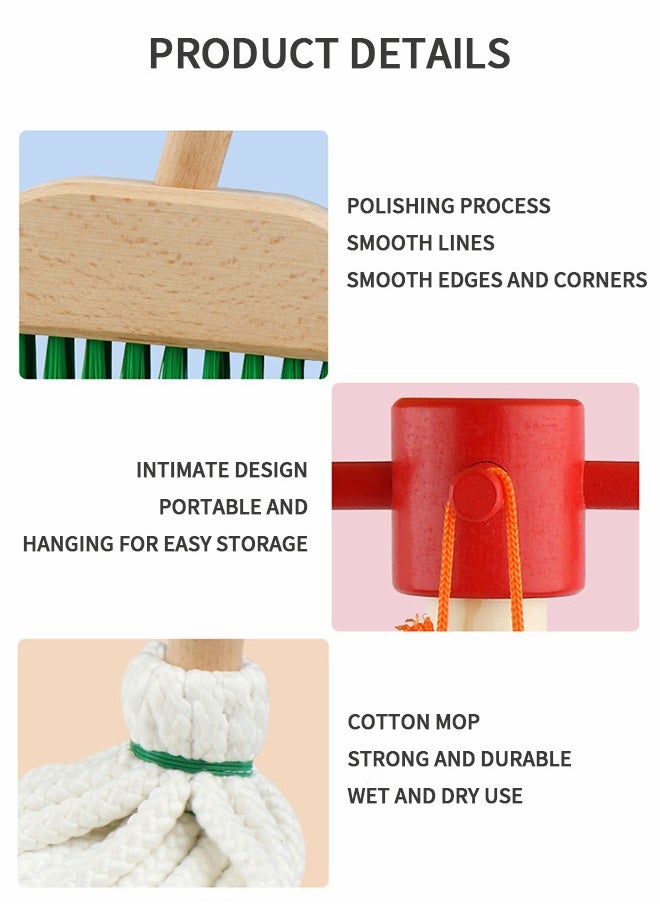 GROIC - Kids Cleaning Set,wooden Cleaning Tool,toy Cleaning Set Includes Broom, Mop, Duster And Organizer, Housekeeping Toy Set, Stem Toys - Image 1