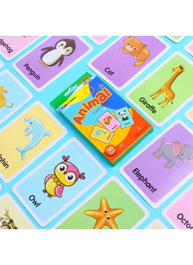 ShebSheb Flash Cards for Toddlers Learn Animals English Word Fun Learning and Educational Flashcards- 36 Picture Cards  - Image 4