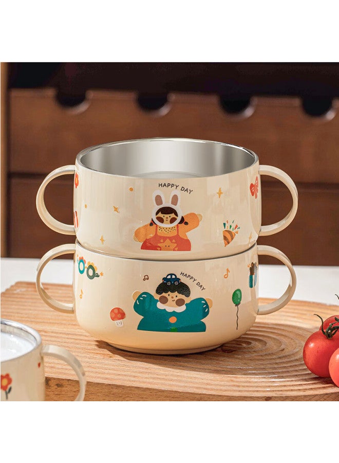 Treejack 316l Stainless Steel Double-handled Children's Feeding Bowl, Baby-specific Double-layer Shatterproof And Scald-proof Bowl For Rice And Soup - Image 1