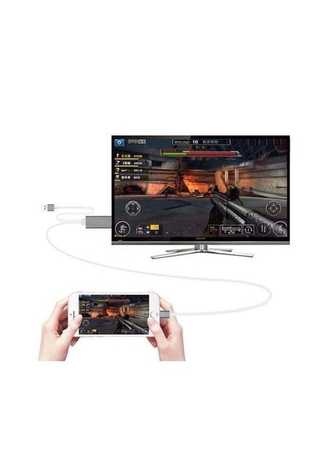 Generic - Lightning cable compatible with iPhone and Android 2m long connected to the HDMI TV AV cable adapter - Image 1