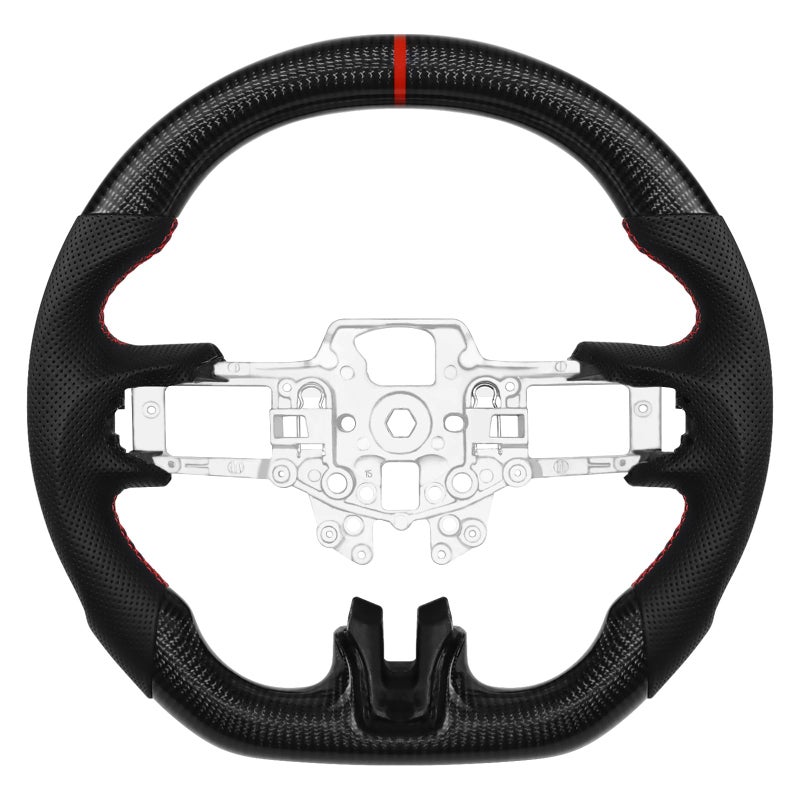 LOSCHEN Carbon Fiber Steering Wheel for Mustang EcoBoostGTShelby GT350GT350R 20152017 Real Carbon Fiber Nappa Perforated Leather Dshaped Flatbottom Steering Wheel for Mustang 20152017