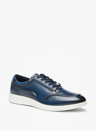 DUCHINI Men's Textured Lace-Up Low Ankle Sneakers