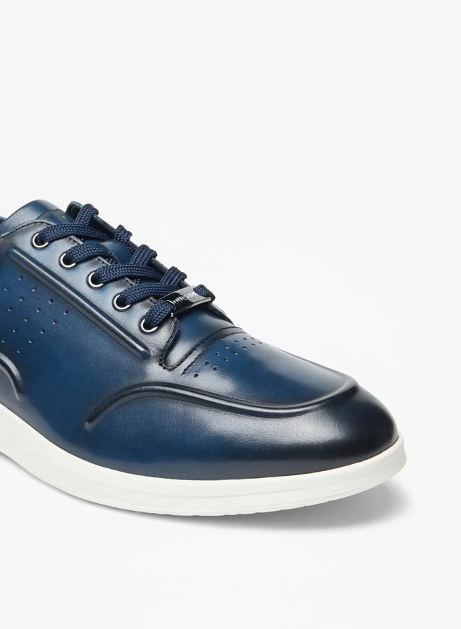 DUCHINI Men's Textured Lace-Up Low Ankle Sneakers