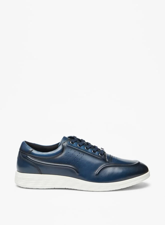 DUCHINI Men's Textured Lace-Up Low Ankle Sneakers