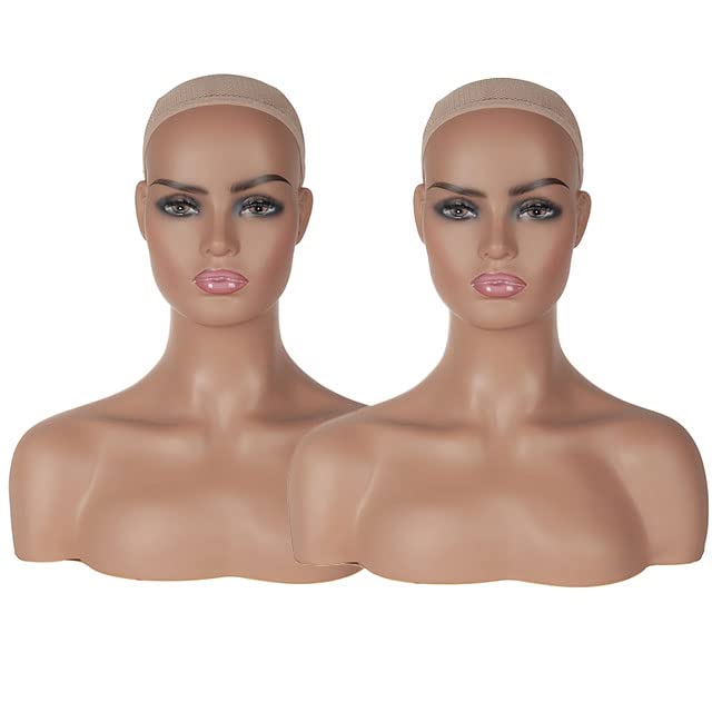 Realistic Female Mannequin Head Model with Shoulder Display Manikin Head Bust for WigsMakeupBeauty Accessories Displaying PDC487