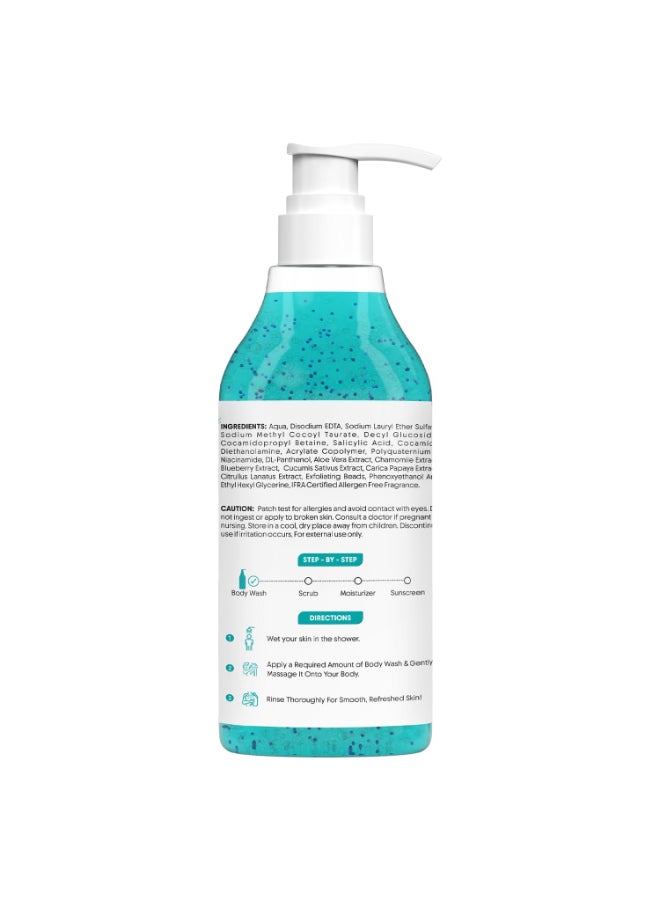 Aravi Organic غسول الجسم المقشر العضوي 2 حمض الساليسيليك مع النياسيناميد والتوت الأزرق يمنع حب الشباب في الجسم خلايا ميتة ينظف بعمق دفاع ضد الروائح لجميع أنواع البشرة خالي من SLS والبارابين 300 مل - Image 4