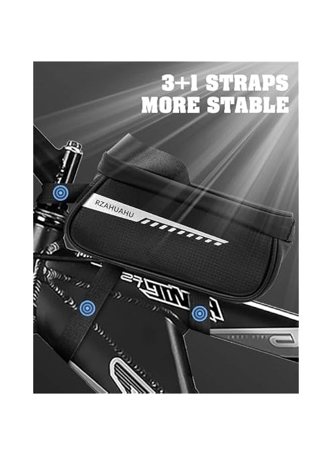 TRASSLE Bike Front Frame Bag, Waterproof Bike Bag Bike Phone Holder Mountain Bicycle Handlebar Pouch Bike Accessories Cycling Storage Bag with ouch Screen & Sun Visor Rain Cover for Phones under 7”  - Image 2