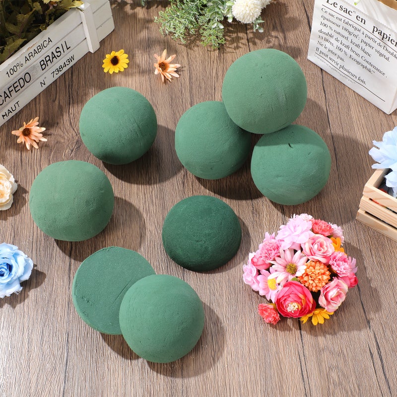 8PCS Sphere Floral Blocks Round Wet Dry Mud Block for DIY Flowers Bouquet Arrangements Wedding Flowers Florists Supplies Party Decoration 9cm - Image 4