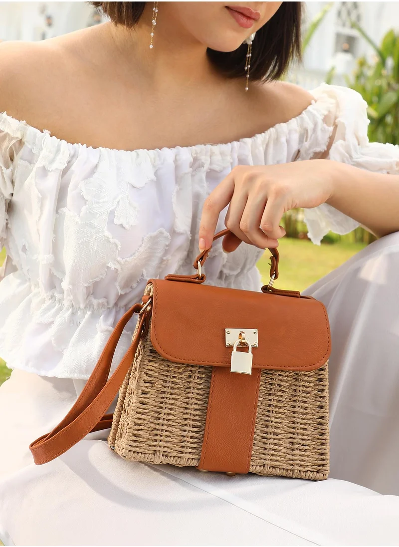 صوص هاوت Women's The Riviera-Straw Hand Bag - Chocolate Brown