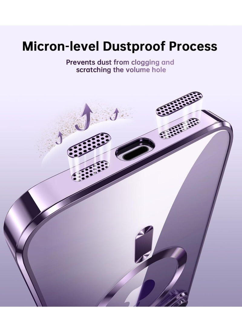 Raxoom Magnetic Clear Case for iPhone 15 Pro Max Case [Compatible with MagSafe] [with Camera Lens Protector] Luxury Plating Soft TPU Shockproof Anti-Scratch Phone Case for Women & Men (Purple) - Image 3