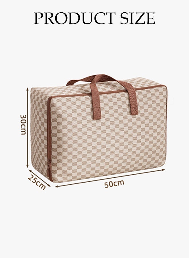 DUNISO Pack of 2 Foldable Large Clothes Storage Bag,Checkerboard  Organizer Bins with Handles & 3-side Zip,Collapsible Moving Bags For Travelling, Moving Home(50*30*25 cm) - Image 2