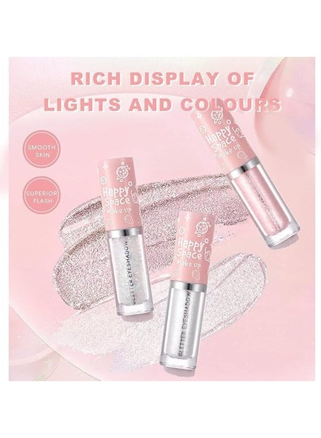 8 Pcs Liquid Glitter Eyeshadow Eyeliner, Sparkling Metallic Glitter Eye Shadow, Long Lasting Quick Drying High Pigmented Shimmer Eyeshadow Gel for Creates Sparkle Tear Drop Makeup - Image 5