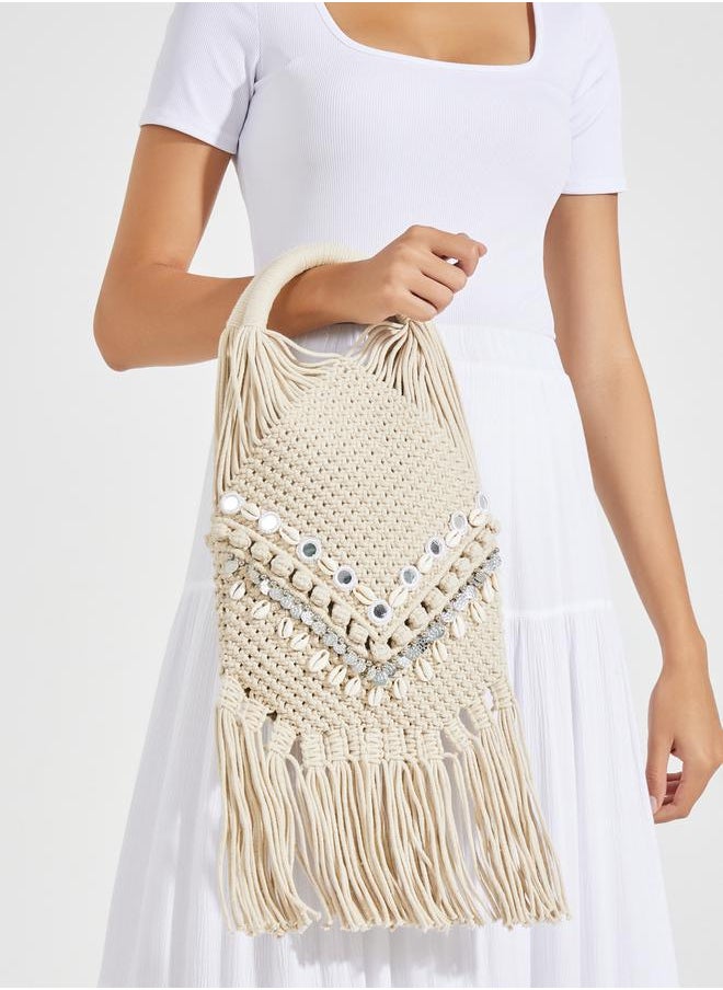 Styli Shell Detailed Crochet Handbag  - Image 2