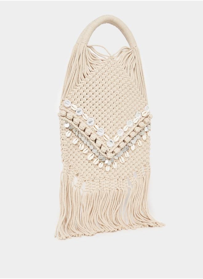 Styli Shell Detailed Crochet Handbag  - Image 1