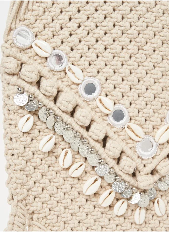 Styli Shell Detailed Crochet Handbag