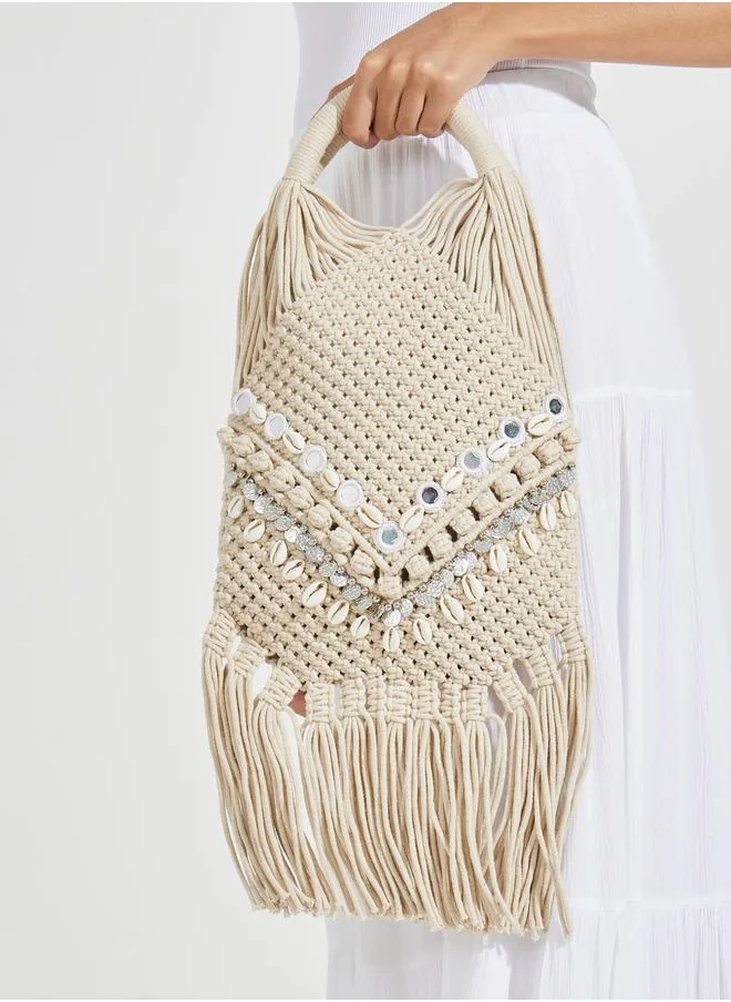Styli Shell Detailed Crochet Handbag