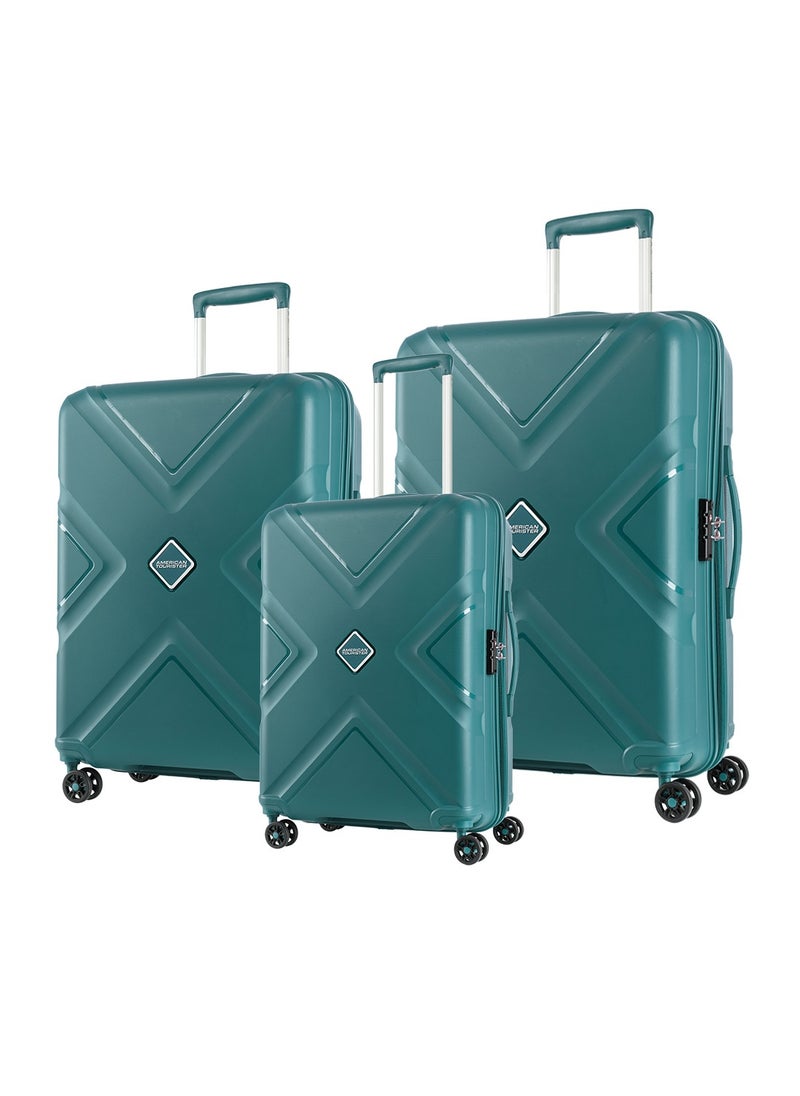 AMERICAN TOURISTER KROSS  HARD SPINNER 3 PCS SET   55/68/79 GREEN  - Image 1