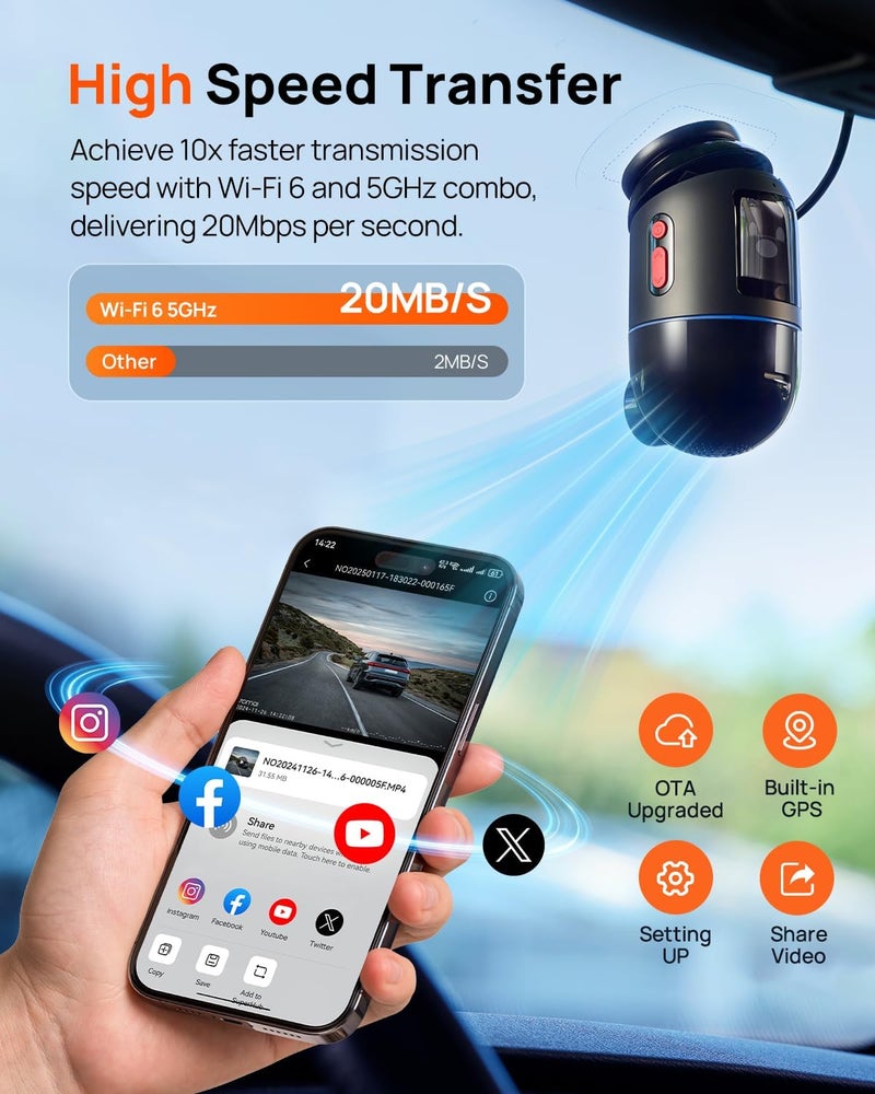 70mai X800 4K Dash Cam with Front and Rear Dual STARVIS 2 Cameras - Image 5