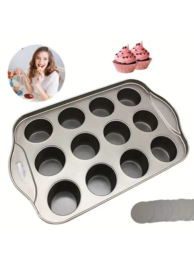Carbon Steel 12 Cavity Nonstick Mini Muffin Pan With Removable Bottoms Easy Release - Image 1