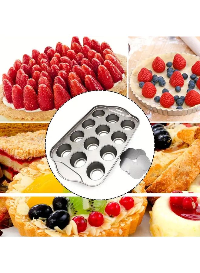 Carbon Steel 12 Cavity Nonstick Mini Muffin Pan With Removable Bottoms Easy Release - Image 2