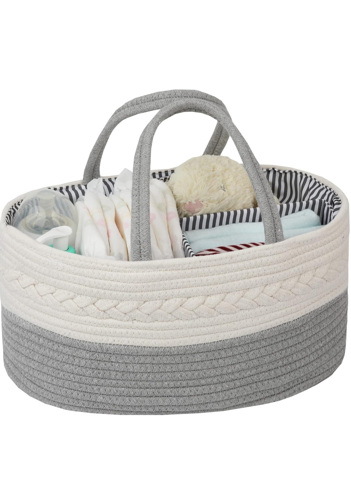 ORiTi Cotton Rope Diaper Caddy Organizer for Baby - XL Diaper Basket Caddy Nursery Perfect