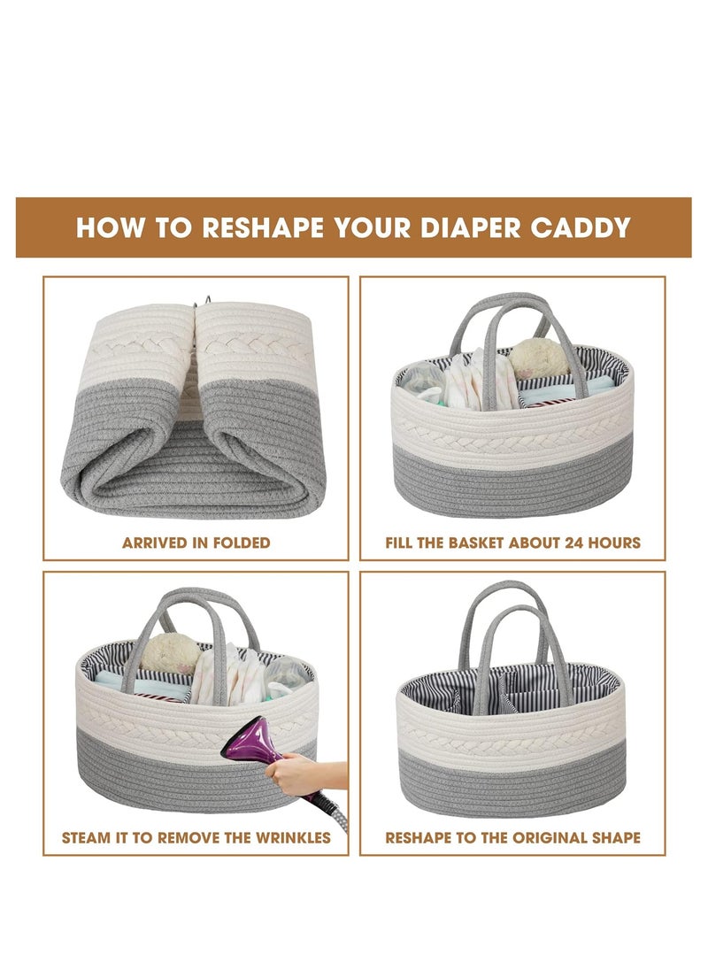 ORiTi - Cotton Rope Diaper Caddy Organizer for Baby - XL Diaper Basket Caddy Nursery Perfect - Image 1