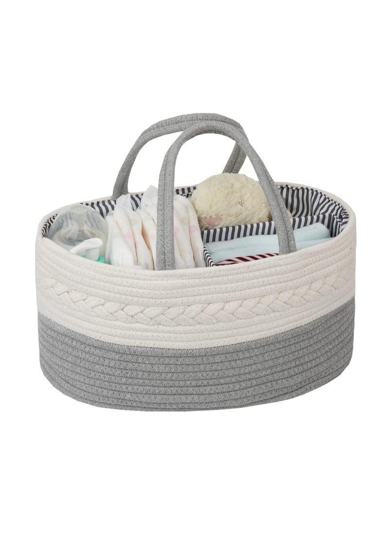 ORiTi - Cotton Rope Diaper Caddy Organizer for Baby - XL Diaper Basket Caddy Nursery Perfect - Image 1