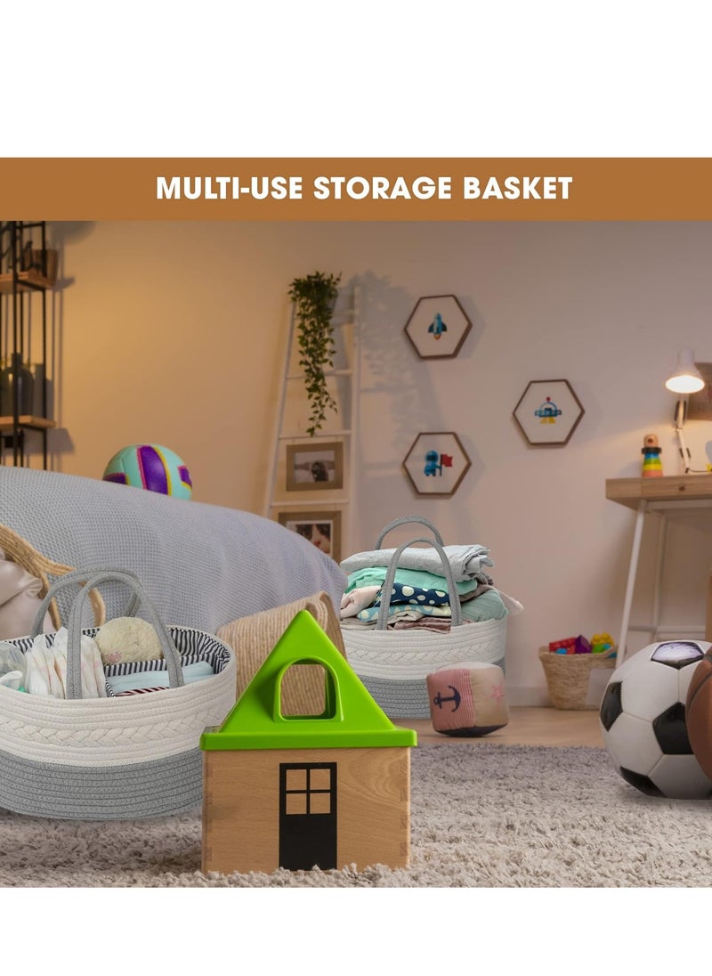 ORiTi - Cotton Rope Diaper Caddy Organizer for Baby - XL Diaper Basket Caddy Nursery Perfect - Image 1