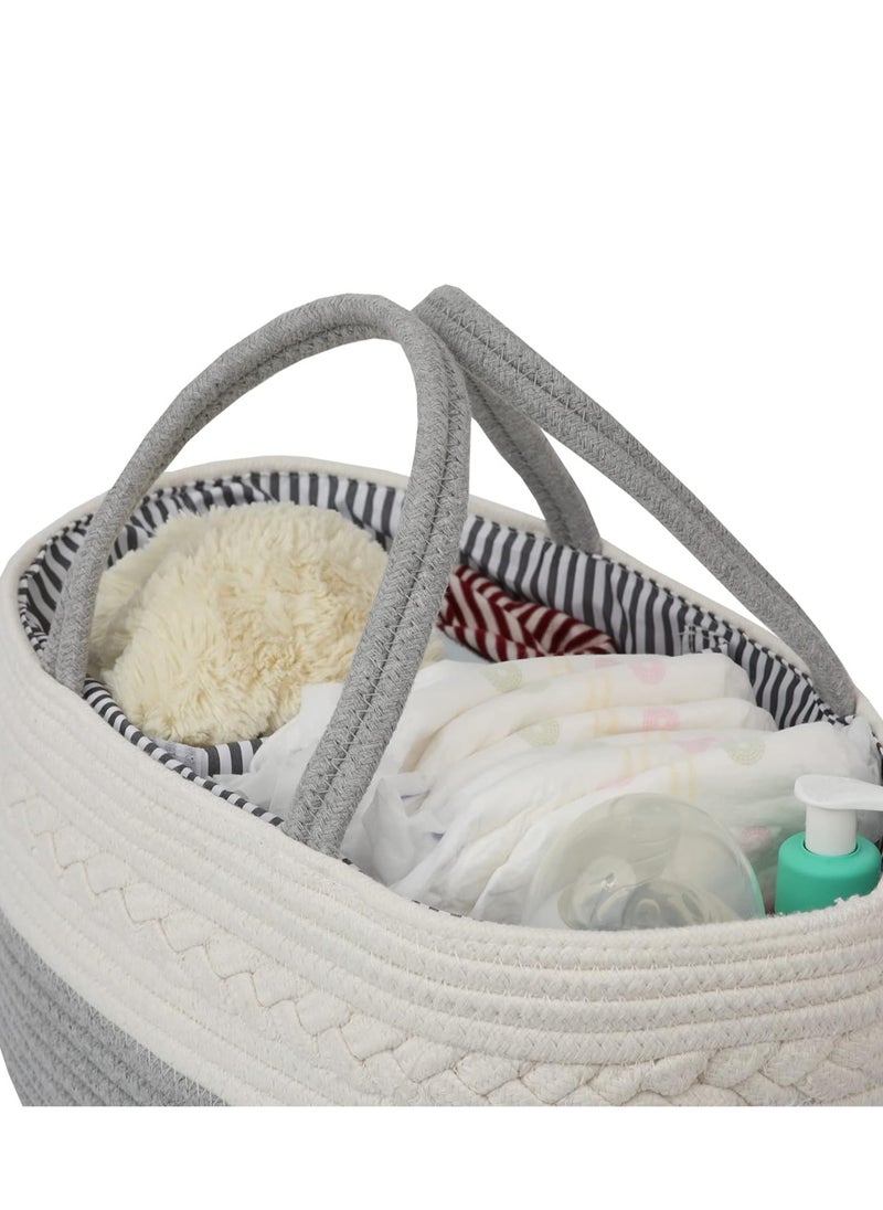ORiTi - Cotton Rope Diaper Caddy Organizer for Baby - XL Diaper Basket Caddy Nursery Perfect - Image 1