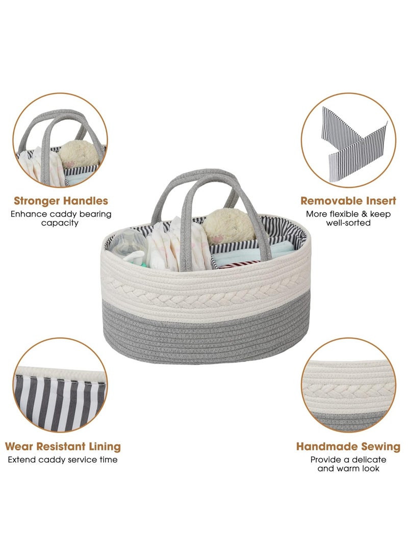 ORiTi - Cotton Rope Diaper Caddy Organizer for Baby - XL Diaper Basket Caddy Nursery Perfect - Image 1