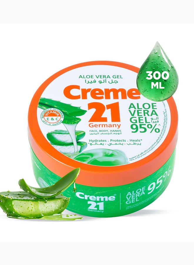 Creme 21 Aloe Vera Gel | 95% Pure Aloe Vera Moisturiser | Naturally Occurring Vitamins C & E | Multipurpose Gel for Face, Hand & Body | Born in Germany - Image 1